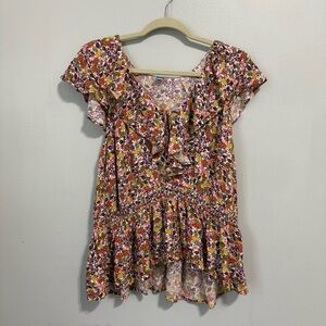 Old Navy Floral Ruffle Sleeveless Blouse Size XL